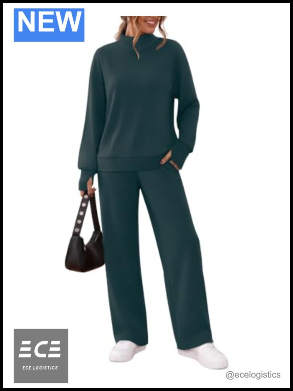 Womens Mock Neck Sweatshirt Wide Leg Pants Lounge Set 2 Piece Fall Outfit
